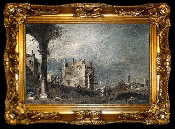 framed  GUARDI, Francesco Capriccio with Venetian Motifs sg, ta009-2